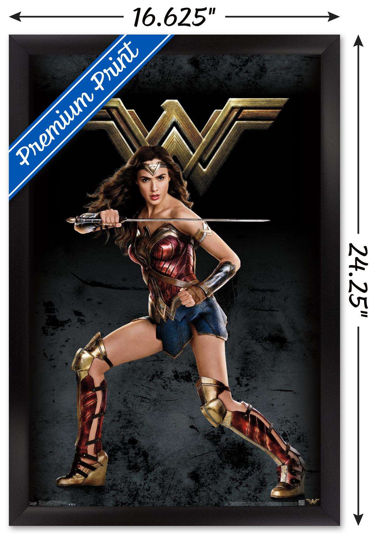 DC Comics Movie - Justice League - Wonder Woman Wall Poster, 14.725" x 22.375", Framed