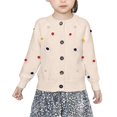 thumbnail image 2 of Coerni Girls Cardigan Sweaters Colorful Hairball Long Sleeve Knitted Outerwear Button-Up Cute Comfy Kids Fall Clothes, 2 of 9