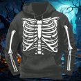 thumbnail image 2 of Tfken Halloween Hoodie For Mens Festival Long Sleeve Skeleton Graphic Print Fashion Halloween Sweatshirts Soft Loose Comfortable Pullover Tops Warm Winter Fall Outdoor Men Breathable Clothes Gray, 2 of 3