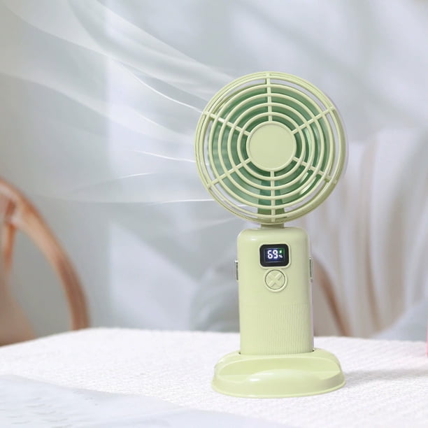 Fiudx Ventilador de Mano, Diseño Plegable de 90 Grados, Batería Recargable Por Usb, Pantalla Digital, Uso En Interiores y Exteriores, Compañero de Viaje, Ligero y Portátil.