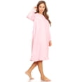 thumbnail image 3 of Lati Fashion Fleece Women Nightgown Sleepwear Pajamas Female Long Sleeve Sleep Dress Nightshirt Pink L, 3 of 4