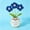 Blue and pink puff flower plant, variant on Handmade Crochet Flower Pot Decor with Positive Message, Knitted Desk Decoration for Home Office, Cute Inspirational Gift