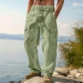 thumbnail image 2 of Men's Fashionable Solid Color Multi Pocket Workwear Cargo Pants Drawstring Elastic Waist Straight Leg Quick Dry Lightweight Outdoor Hiking Casual Daily | AESTIVO,Army Green L, 2 of 7