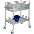 thumbnail image 1 of VEVOR Lab Serving Cart, 2 Layers Stainless Steel Utility Rolling Cart, Medical Cart with Two Drawers, Dental Utility Cart with Lockable Wheels and A Bucket, for Laboratory, Hospital, Dental Use, 1 of 9