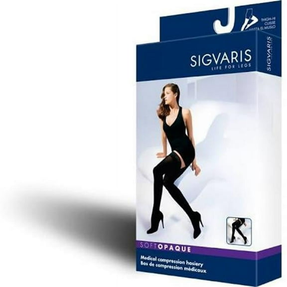 Sigvaris Style 842 Soft Opaque 20-30 Closed Toe Thigh High Compression Stockings w/Grip Top Mulberry SL Long