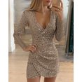 thumbnail image 1 of Nouvelle Robe d'Automne Sexy Col en V Robe Courte Irrégulière à Paillettes, 1 of 7