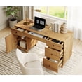 thumbnail image 5 of WAMPAT Home Office Furniture Set, 58" Executive Desk with Charging Station and Cabinet, 71" Tall Bookcase with Doors and Adjustable Shelves for Living Room, Dark Brown Wood, 5 of 9