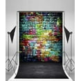 thumbnail image 3 of ABPHOTO 5x7ft Photography Backdrop Abstract Graffiti Brick Wall and Gray Floor Pastel Painted Brick Wall Grunge Backdrops for Photo Shoots Newborn Lovers Party Adult Kids Baby, 3 of 4