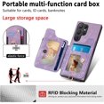 thumbnail image 2 of Phone Case for Samsung Galaxy S24 Ultra 5G Wallet Cover with Tempered Glass Screen Protector and Wrist Strap Lanyard RFID Credit Card Holder Ring Stand Cell S24Ultra 24S S 24 24Ultra Women Men Purple, 2 of 7