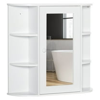 Bathroom Storage Cabinet Over Sink, Mirrored Medicine Cabinet Wall Mounted, White Vanity Organizer with Shelves