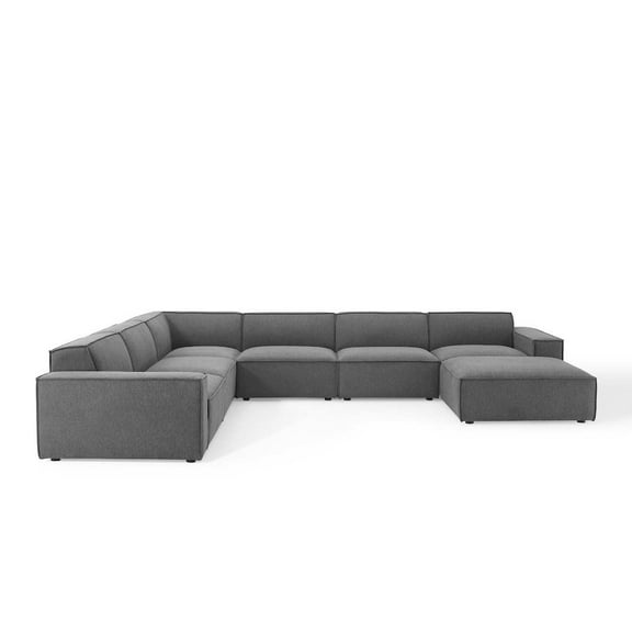 Modway Restore 7-Piece Sectional Sofa in Charcoal