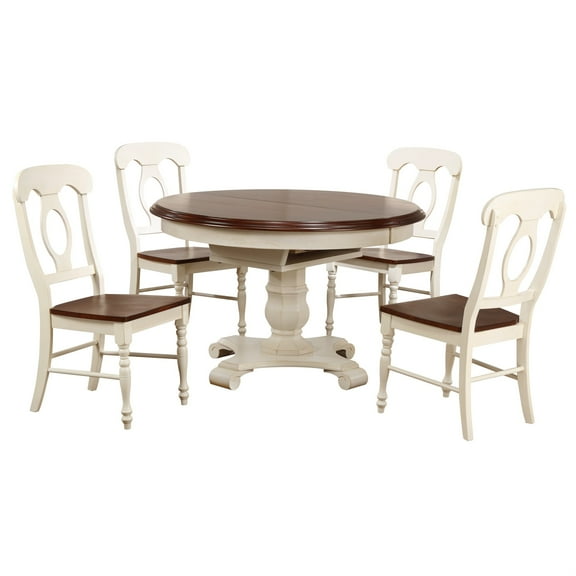 Sunset Trading Andrews 5PC Round/Oval Extending Dining Set Off White/Brown Wood