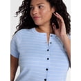 thumbnail image 4 of Terra & Sky Women's Plus Short Sleeve Button Up Sweater Top,Sizes,0X-5X, 4 of 5
