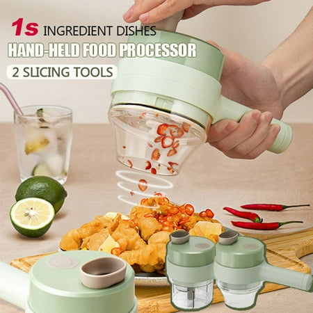 

Haxmnou 4 In 1 Handheld Electric Vegetable Cutter Set 2022 New Mini Wireless Electric Garlic Mud Masher Usb Rechargeable Food Dicers For Kitchen Vegetable Cooking