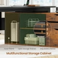 thumbnail image 6 of 71" Executive Desk with File Cabinet, Large Office Desk with Drawers and Shelves, L Shaped Computer Desk with Power Outlets, Business Furniture Desk Workstation for Home Office, Brown, 6 of 8