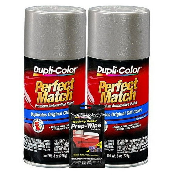 Dupli-Color Pewter Metallic General Motors Exact-Match Automotive Paint - 8 oz, Bundles with Prep Wipe (3 Items)
