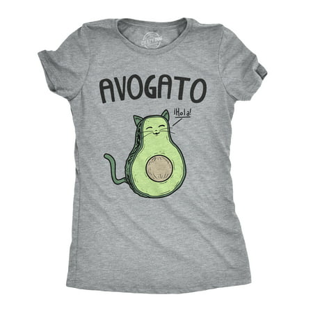 Womens Avogato Funny T shirt Avocado Cat Cute Cat Face Novelty (Best Clothes For Pear Shaped Women)