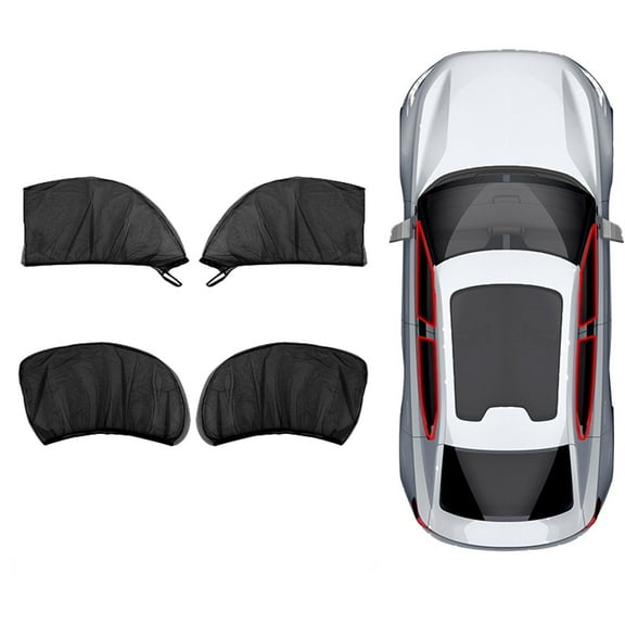 GoXteam 4Pack Super Elastic Car Window Sunshades 23" to 43", for SUV, Pickup, Truck, Minivan, Breathable Mesh Window Cover for Car, Side Window Screen for Car Camping