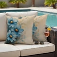 thumbnail image 2 of Outdoor Pillow Cover Blue Daisy Set of 2 Waterproof Throw Pillowcases Vintage Linen Texture Decorative Patio Furniture Pillows for Couch Garden Indoor & Outdoor Use, 2 of 9