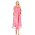 thumbnail image 5 of Sakkas Myani Two Tone Embroidered Sheer Cap Sleeve Caftan Long Dress | Cover Up - Pink - One Size Regular, 5 of 5