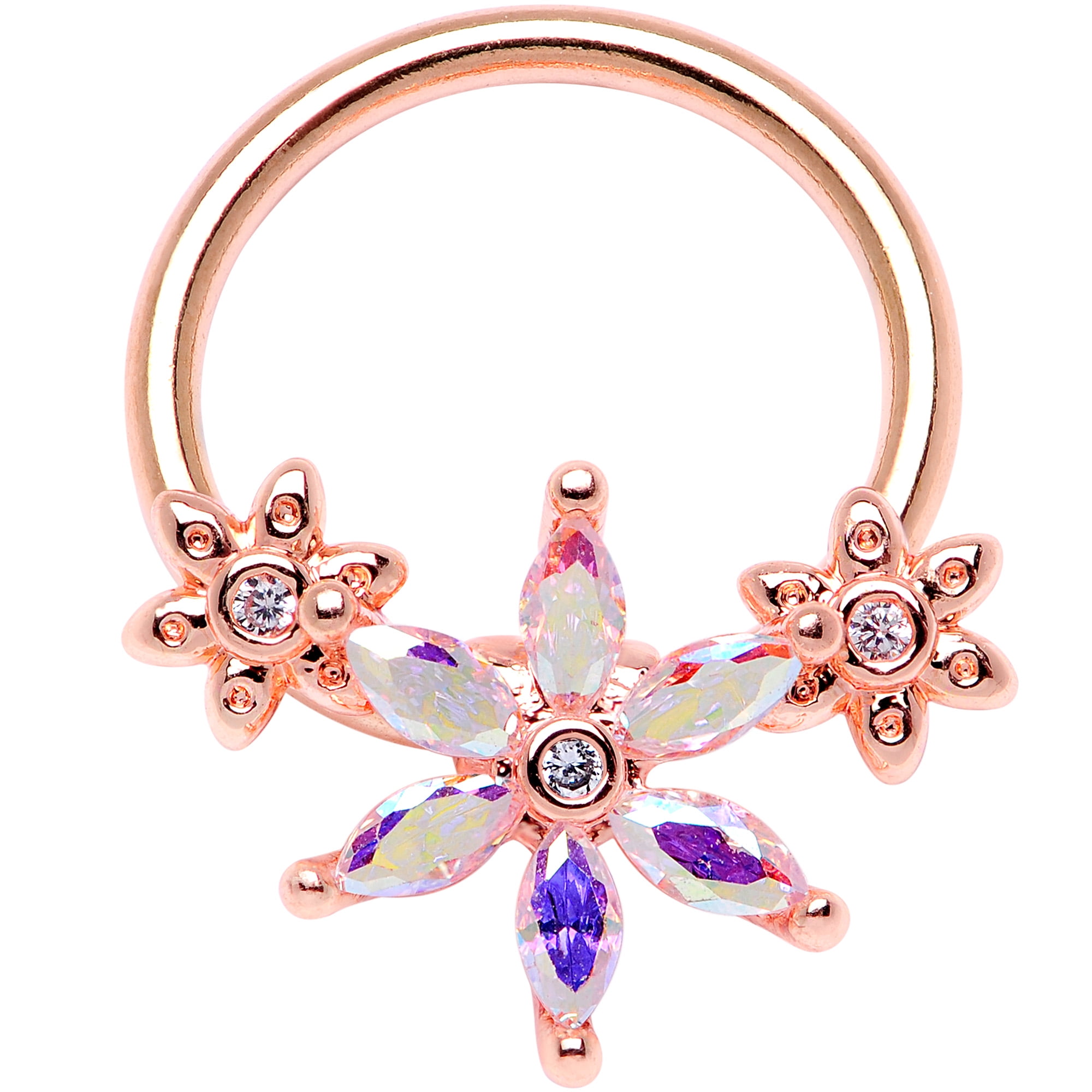 Body Candy 16G Anodized Steel Captive Ring BCR Cartilage Nipple Aurora