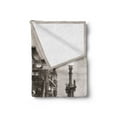 thumbnail image 2 of Black and White Soft Flannel Fleece Blanket, London Theme Tower Bridge in the Famous City Urban Life Scenery Europe, Cozy Plush for Indoor and Outdoor Use, 60" x 80", Taupe Grey Red, by Ambesonne, 2 of 5