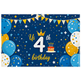 thumbnail image 2 of Blue Themed 4th Birthday Backdrop Banner with Crown Cake Balloons and Stars Party Decoration Happy Birthday Photography Props Party Supplies Background Decor, 2 of 6