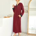 thumbnail image 7 of Summer Dresses for Women 2025 Long Sleeve Nightgown with Pockets, Soft Cotton Blend Sleepwear, Full Length V-Neck Loungewear for Relaxation Plus Size Dresses For Curvy Women, 7 of 7