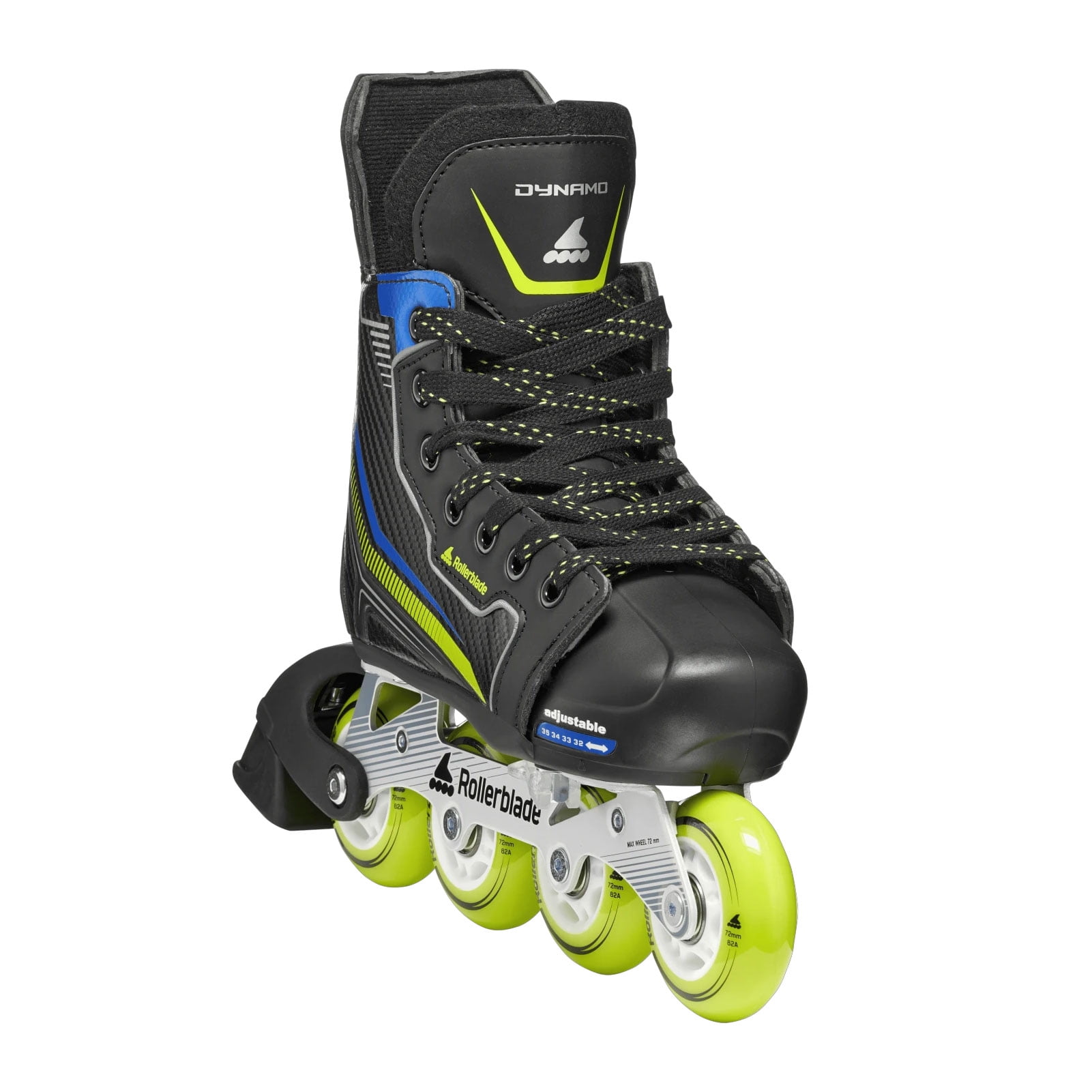 ROLLERBLADE Kids' Dynamo Inline Skates, Color: Black/Lime/Blue, Size: 1-4 (86B0760150NZ10-1-4)
