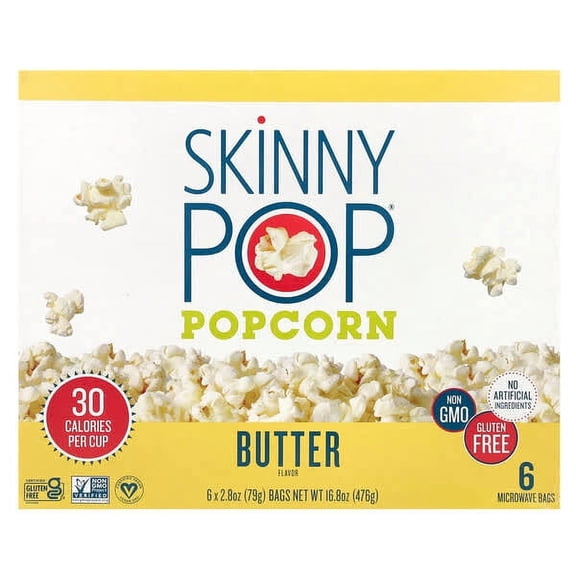 SkinnyPop, Popcorn, Butter, 6 Bags, 2.8 oz Pack of 2