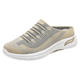 thumbnail image 3 of gzxflxpge Women Slip‑On Backless Mule Shoes Breathable Knit Mesh Casual Sneakers, Non‑Slip Light Weight Weaving Walking Footwear for Daily Wear Beige 6.5（CN-37）, 3 of 7