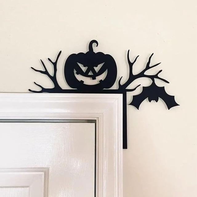Adorno de metal para puerta de Halloween, decoración del hogar de Halloween, letrero de calabaza, decoración de esquina de puerta de ventana de mesa de Halloween para fiesta de Halloween, decoración d
