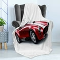 thumbnail image 4 of Cars Soft Flannel Fleece Throw Blanket, Old-Fashioned Vintage Coupe Car Automobile Illustration with Digital Smooth Color Effects, Cozy Plush for Indoor and Outdoor Use, 70" x 90", Red, by Ambesonne, 4 of 5
