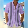 thumbnail image 2 of Inglocry Men's Cuban Guayabera Shirts - Casual Short Sleeve Cotton Linen Button Down Shirt Summer Regular Fit Beach Tops Light Purple 4XL, 2 of 5