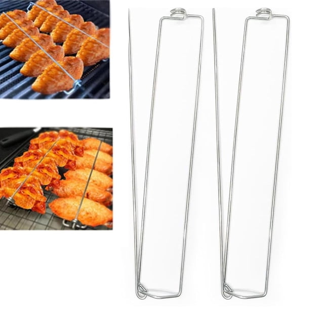 2 rieles de ala de pollo, rieles de ala de sujeción para asar alitas de pollo, tenedor para barbacoa de ala de pollo, rieles de ala para alitas de pollo