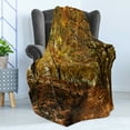 thumbnail image 4 of Nature Soft Flannel Fleece Blanket, Autumn Foliage Forest with Deciduous Trees Faded Fall Leaves Surreal Image, Cozy Plush for Indoor and Outdoor Use, 50" x 70", Brown Amber Marigold, by Ambesonne, 4 of 5