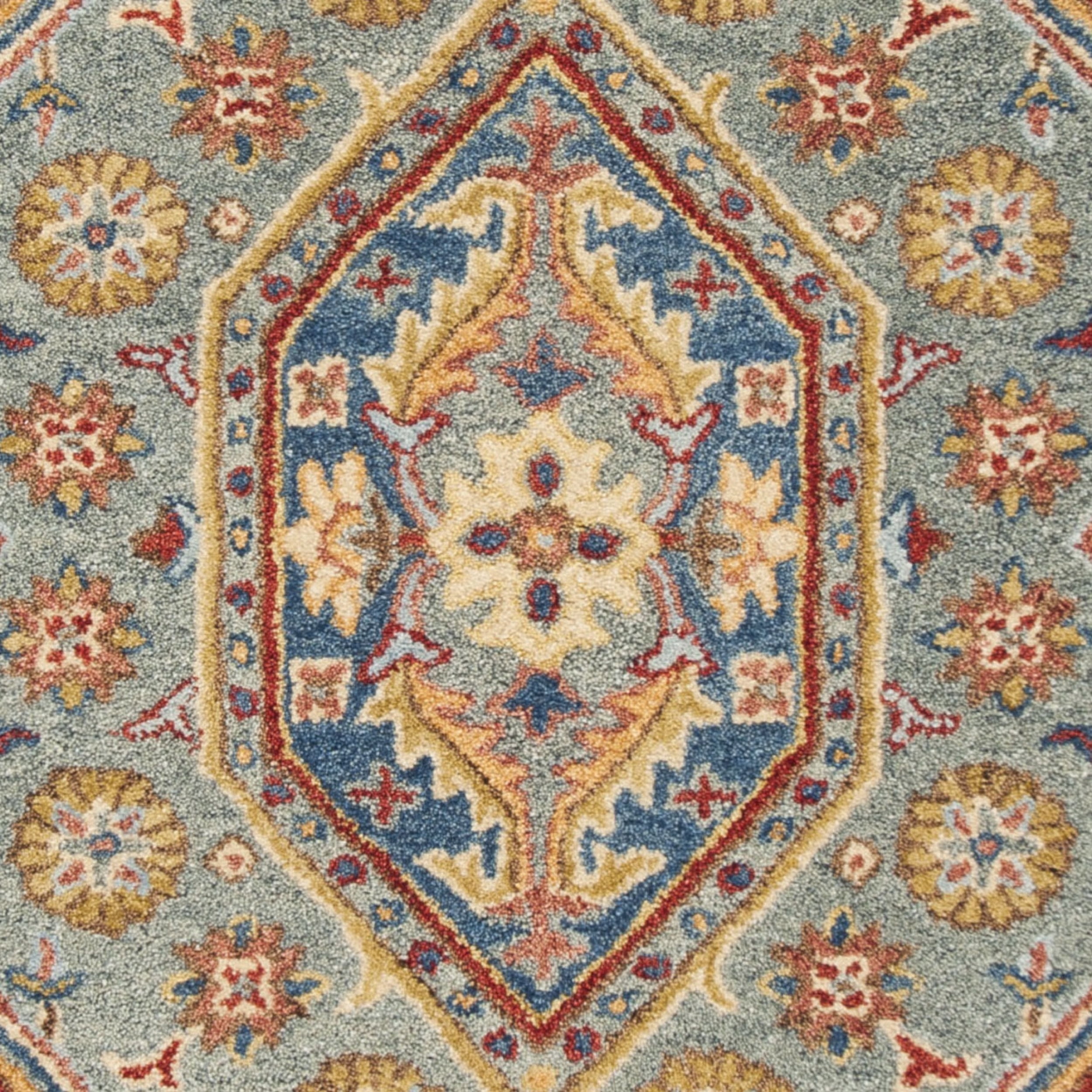 SAFAVIEH Antiquity Napier Traditional Wool Area Rug, Blue/Gold, 4' x 6'