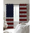 thumbnail image 2 of Blackout Curtains for Bedroom, American Flag Room Darkening Window Drapes for Living Room, Vintage Brick Wall Star Striped Red Blue Thermal Insulated Grommet Curtains, 42x63 inch, 2 Panels, 2 of 9