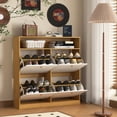 thumbnail image 2 of Tcbosik Shoe Storage Cabinet, Modern Shoe Organizer with Open Shelf and 4 Flip Drawers for Foyer, Hallway, Entryway, Natural, 2 of 8