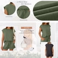 thumbnail image 3 of SUNBS Lounge Sets for Women Two Piece Outfits Crew Neck Short Sets Cap Sleeve Drawstring with Pocket, 3 of 9
