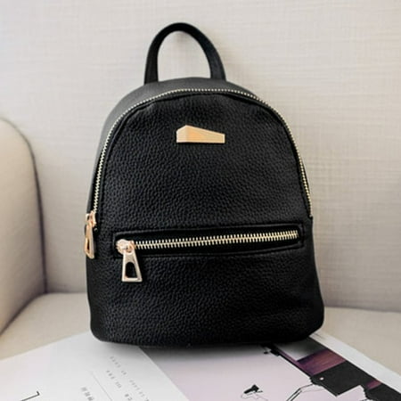 Belted Leather Backpack - PU Leather Mini Zippered Backpack Casual Easy Matched Shoulder Bag for Women For Women & Girls Holiday Gifts, black,