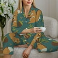 thumbnail image 6 of Salouo Knitted Woodland Squirrel Pattern Women's Pajamas Set Long Sleeve Button Down Sleepwear Soft Pj Lounge Sets for women 2 Piece Pjs Set with Long Pants-Large, 6 of 7