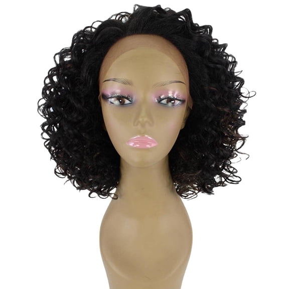 LUXLUXE Idia Curly 13" Lace Front Wig | Heat Resistant | Black w/ Caramel