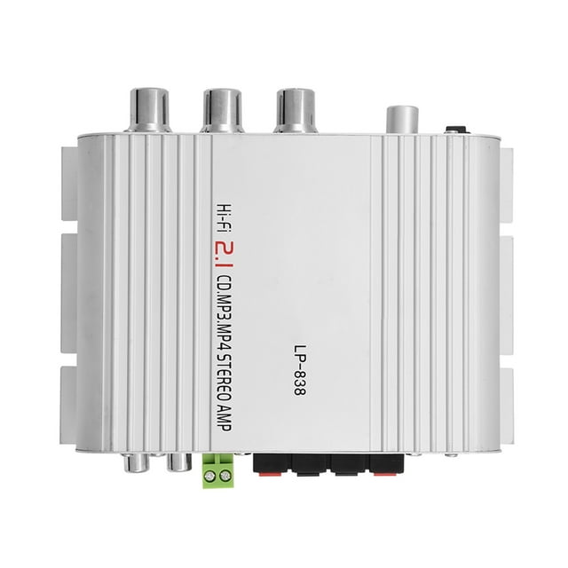 Mini HiFi 2.1 Stereo Bass Auto Car Home Audio Power Digital Amp, 15W X 2 RMS, Low Distortion, 3.5mm Audio Input, Lightweight Aluminum Casing