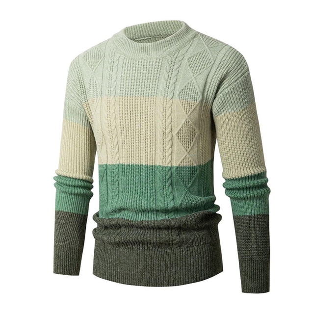 TIMIFIS Chandail Col Rond pour Hommes Chandails Décontractés Doux pour Hommes Chandail Classique Chandails avec Bordures Tricotées Chandail Automne/hiver