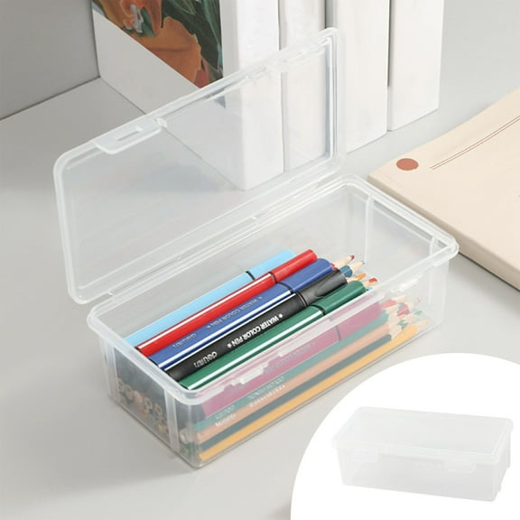 Extra Large Clear Stackable Pencil Box, Translucent Plastic Stationery Organizer, for Gel Pens Crayons Markers Pencils, Art Supply Storage Box for Home, Multicolor, 7.87*3.9*2.4in