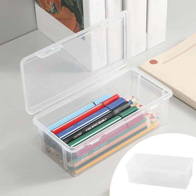 PRETXORVE Extra Large Capacity Pencil Stackable Translucent Clear Pencil Office Storage Organizer for Gel Pens Erasers Tape Pens Pencils Mark