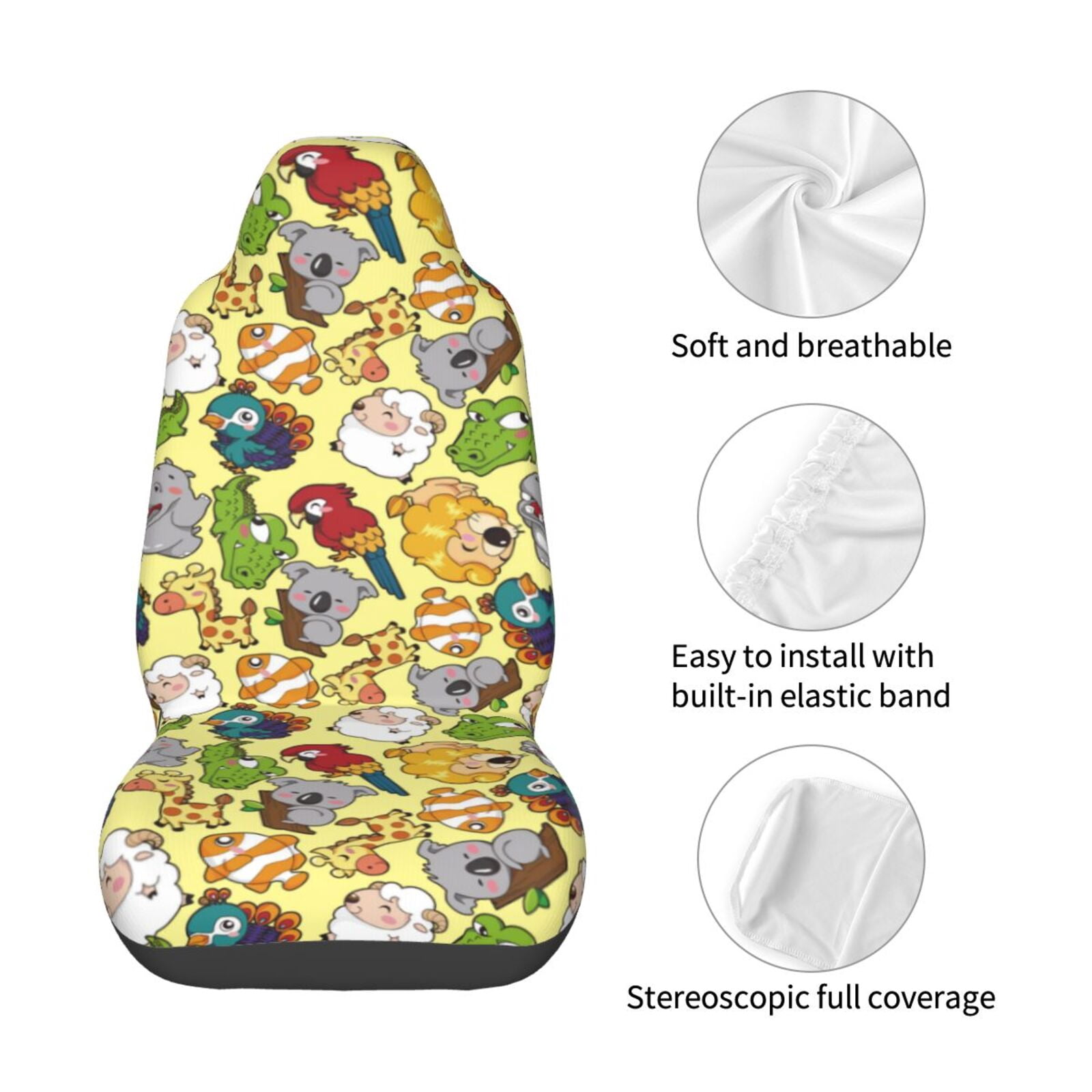 Naloa Animals Car Seat Covers Universal Front Seat Coves for Car Accessories ,Padded Car Covers for Automotive, SUV, Truck, and Van