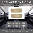 thumbnail image 3 of For Honda Pilot 2016 2017 2018 2019 2020 2021 2022 Left Driver Side Sun Visor For Car With Makeup Mirror, Replacement OEM 83280-TG7-A12ZB-beige, 3 of 6