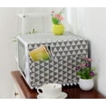 thumbnail image 2 of Microwave Oven Cover Dustproof Cotton Machine Protector Decorative Kitchen Appliance Cover with Side Storage Pockets(Gray Triangle), 2 of 7